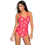 Vintage Inspired 1950s Style Red Anchor Teddy Swimsuit