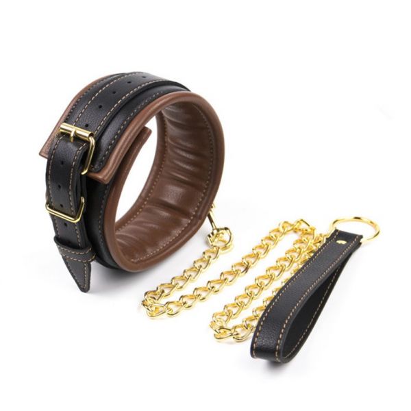 Коричневый бдсм набор с золотой фурнитурой Red Gold Bondage Kit 3 Pieces. Артикул: IXI54991