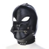 Кожаная черная маска с вырезами для глаз и молнией Removable Zipper Mask