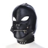 Removable Zipper Mask Black Leather Mask with Eye Holes and Zipper