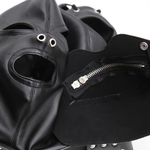 Кожаная черная маска с вырезами для глаз и молнией Removable Zipper Mask. Артикул: IXI54993