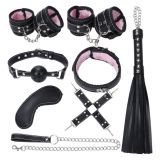 Комплект бдсм игрушек черный с розовым мехом Leather Plush Set ZR019 по оптовой цене