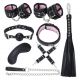 Set bdsm toys black with pink fur Leather Plush Set ZR019