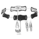 Stainless Steel Model-T Adjustable Female Chastity Belt Device With Vaginal Plug Anal Plug