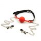 Nipple Clamp with Red Silicone Ball Gags