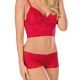 Red Woman Sexy High Waist Lace Bra Set