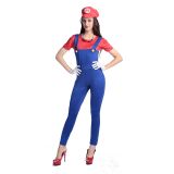 women fashion long jumpsuit mario costume