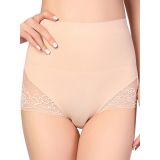 Apricot M-XL Ice Silk High Waist Lace Panties