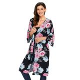 Black Floral Side Slit Boho Kimono по оптовой цене