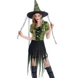 Green M-XL Adult Goth Maiden Witch halloween Costume