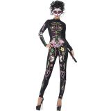 sugar skull cat halloween catsuit costume