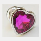 Anal stopper heart with pink stone, size M