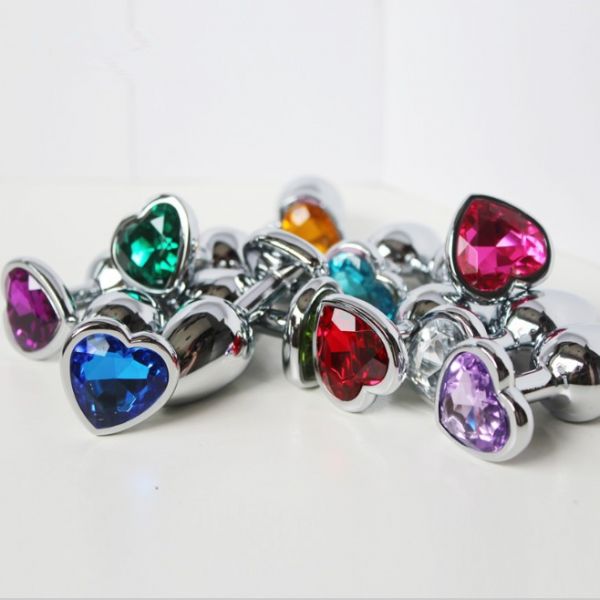 Anal stopper heart with pink stone, size M. Артикул: IXI55848