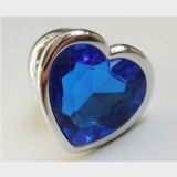 Butt plug heart with blue stone, size M