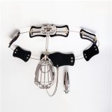 Stainless Steel Model-T Adjustable Male Chastity Belt Device With Cock Cage Anal Plug