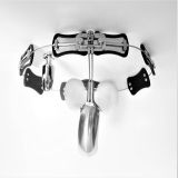 Stainless Steel Model-T Adjustable Male Chastity Belt Device With Butterfly Baffle Anal Plug