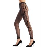Black fishnet tights with floral print