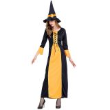 Yellow M-L Party Witch Front Lace-Up Halloween Costume