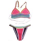 Colored neoprene swimsuit with knit trim