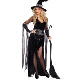 Black halloween Wearing Dress With Belt