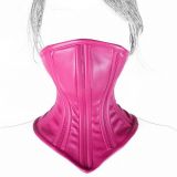 Leather Neck Corset Collar Kinky Restraint Muzzle Mask Lockin Red   