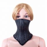 Leather Neck Corset Collar Kinky Restraint Muzzle Mask Lockin