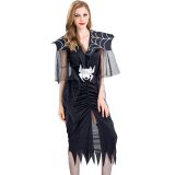 black s-xl spider mesh sleeves ruffle trim halloween costume