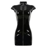 Black Fashion Leather Zipper Dress