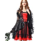 red one size lace floral print halloween costume