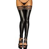 Women Black Lace Leather Legging