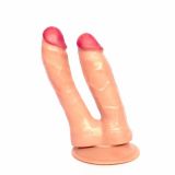 Double Dildo 2 size in Anal Butt Vagina Orgasm Dong Women Sex Toy 3 Colours Flesh   