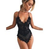 Black Lace Up Woman Sexy Teddies Lingerie