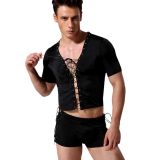 Black Men Lingerie Sets Lace Up