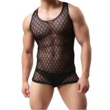 Men Black Hollow Out Lingerie