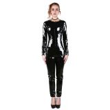 Black S-XXL Zipper Front Vinyl Jumpsuit