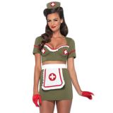 Dark Green One Size Retro Military 4 Pieces Nurse