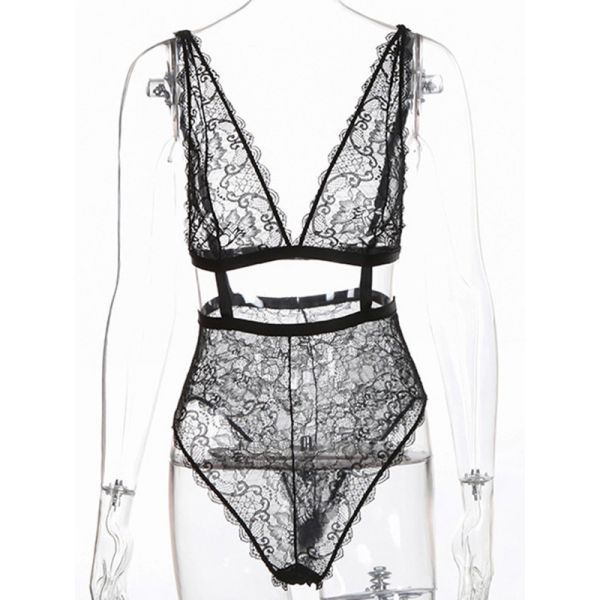 Black S-L Deep V Neck Teddies Lingerie. Артикул: IXI57341
