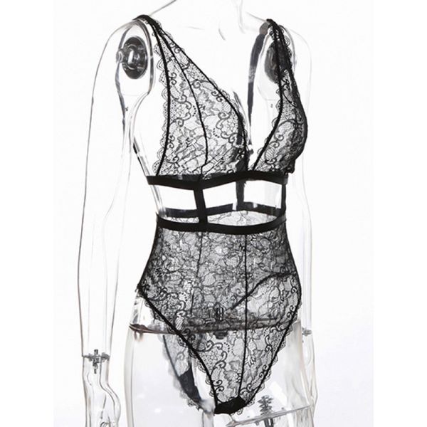 Black S-L Deep V Neck Teddies Lingerie. Артикул: IXI57341