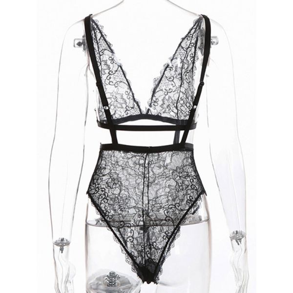 Black S-L Deep V Neck Teddies Lingerie. Артикул: IXI57341