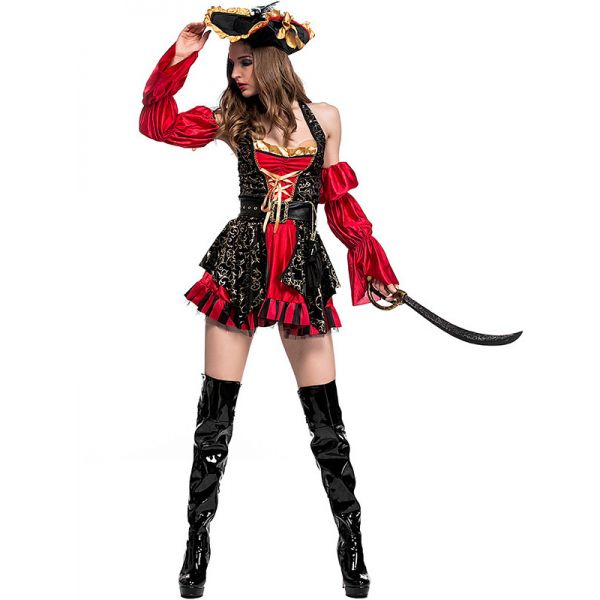 Red M-XL Cosplay Pirate Costume Dress. Артикул: IXI57370