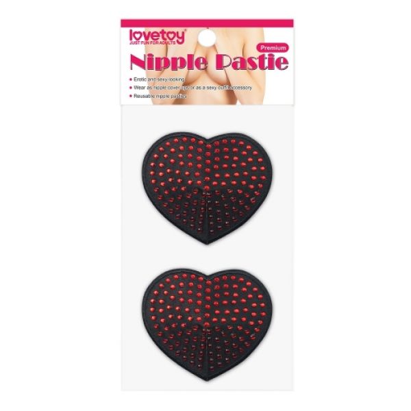 Черные стикини с красными горошинками Reusable Red Diamond Heart Nipple Pasties. Артикул: IXI57376