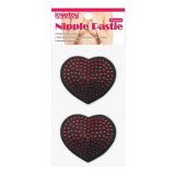 Reusable Red Diamond Heart Nipple Pasties in Black Stickini with Red Polka Dots