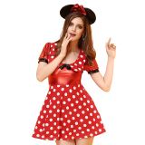 Red One Size Lovely White Flowers Mickey Costume