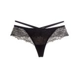 Black One Size Lace Embroidery Panties