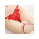 Red One Size Lace Crochet Lined Panties