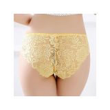 Yellow One Size Sexy Floral Lace Panties