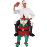 Red One Size Elf Santas Carry Me Mascot Costume