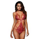 Red Heart Lace Strappy Teddy