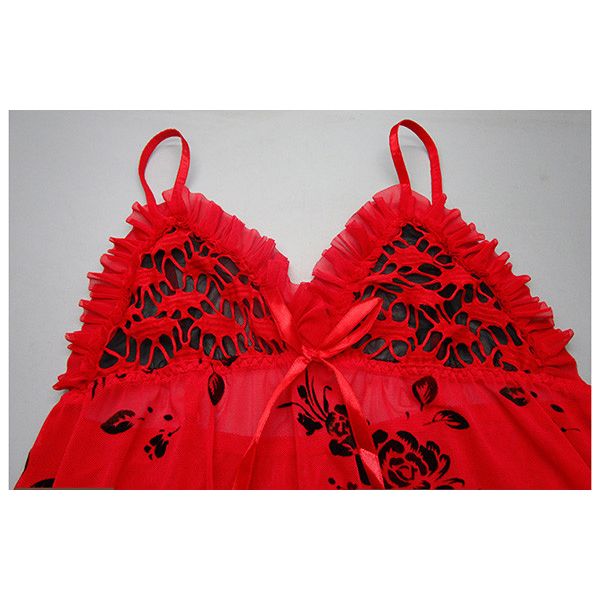 Red One Size Floral Lace Babydoll Lingerie. Артикул: IXI57685