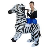 Multicolor One Size Zebra Inflatable Rider Mascot Costume